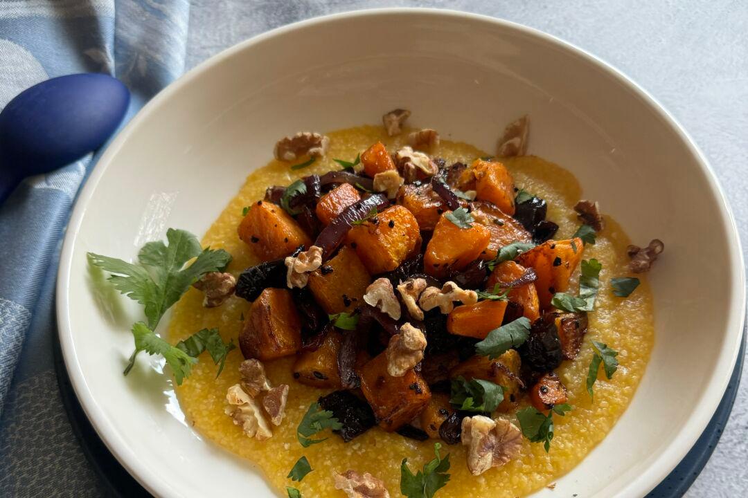 Lighten Your Menu With a Bowl Full of Creamy Polenta Topped With Roasted Butternut Squash and Sweet Prunes