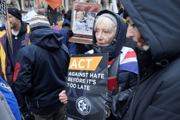People during a Campaign Against Antisemitism march and rally in central London on Dec. 8, 2024. (Jonathan Brady/PA Wire)