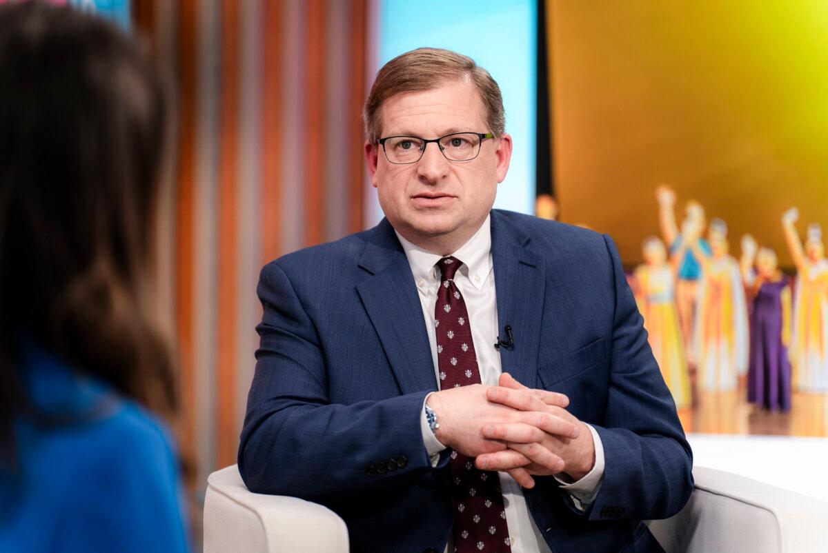 Levi Browde, executive director of the Falun Dafa Information Center, speaks in an interview with NTD in New York City, on Nov. 27, 2024. (Otabius Williams/The Epoch Times)