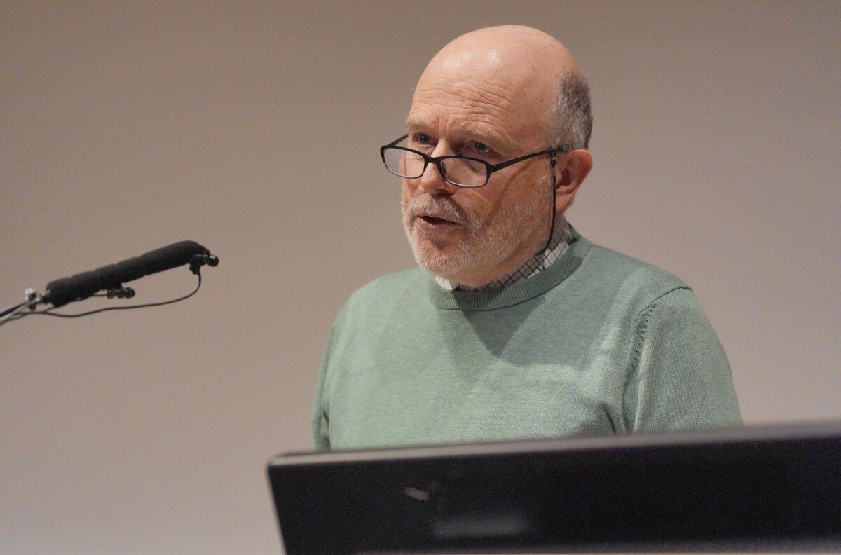Consultant neonatologist Richard Taylor speaking at a press conference at the Royal Society of Medicine in London on Dec. 16, 2024. (Jonathan Brady/PA)