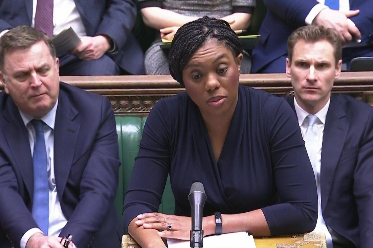 Screen grab of Conservative Party leader Kemi Badenoch speaking during Prime Minister's Questions in the House of Commons, London, on Jan. 8, 2025. (PA)