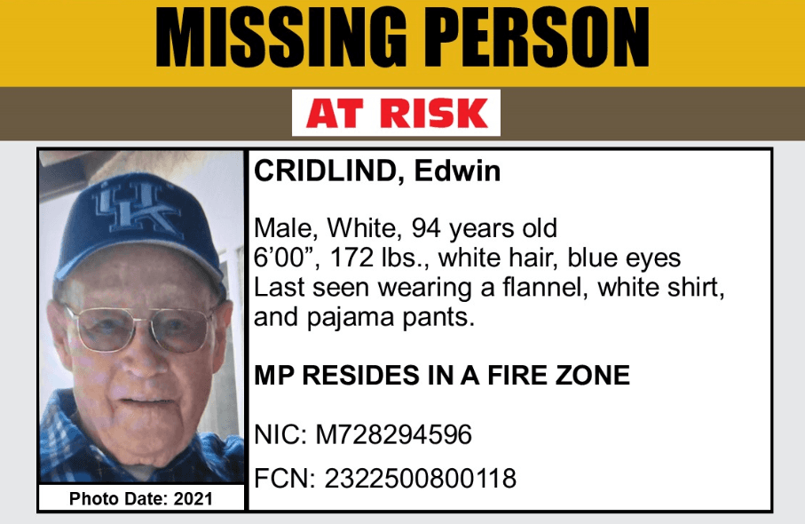 Authorities Search for 94-Year-Old Man Missing in Eaton Fire
