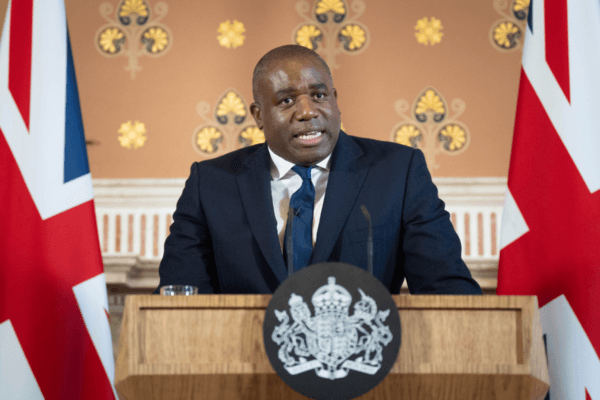 Foreign Secretary David Lammy speaking at the Foreign Commonwealth and Development Office in London, on Jan. 9, 2025. (Stefan Rousseau/PA Wire)