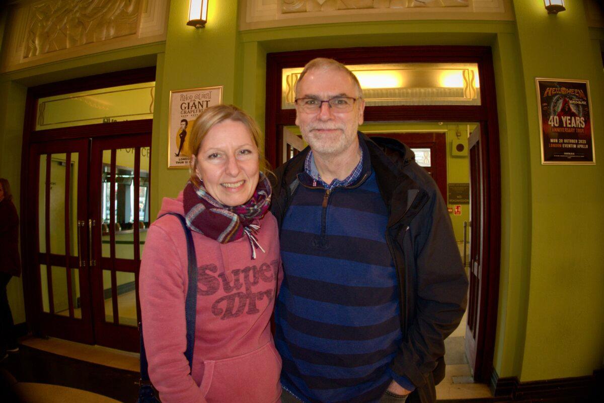 Catherine and Paul Harrison attended Shen Yun Performing Arts at Eventim Apollo in London on Jan. 11, 2025. (Jenna/The Epoch Times)