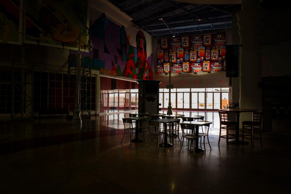 An empty mall in Primm, Nev., on Jan 7, 2025. (John Fredricks/The Epoch Times)