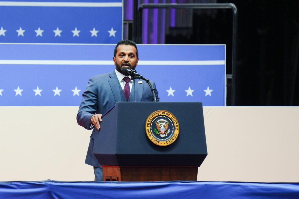 Kash Patel, President Trump's nominee for FBI Director arrives to speak during an inauguration event at Capital One Arena in Washington on Jan. 20, 2025. (Madalina Vasiliu/The Epoch Times)