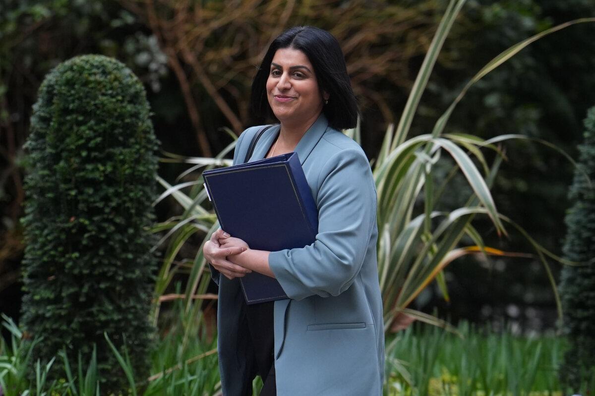 Justice Secretary Shabana Mahmood arriving at Downing Street in central London on Feb. 12, 2025. (Jordan Pettitt/PA)