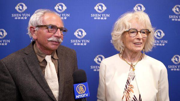 Gilles Bénard and Myriam Gentelet enjoyed Shen Yun at Lyon's Amphithéâtre 3000 on April 22, 2025. (NTD)