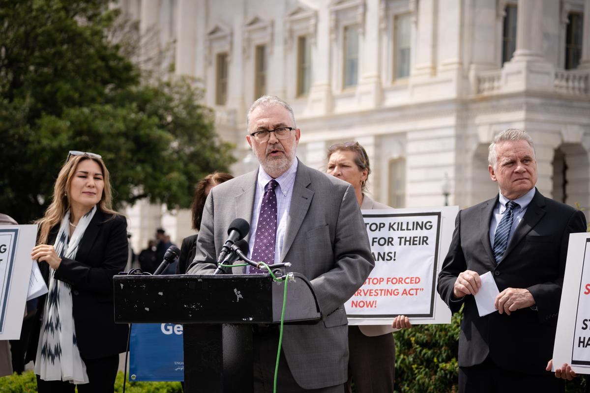 Piero Tozzi, staff director of the Congressional-Executive Commission on China, speaks about the Stop Forced Organ Harvesting Act passed by the House, on Capitol Hill in Washington on May 7, 2025. (Madalina Vasiliu/The Epoch Times)