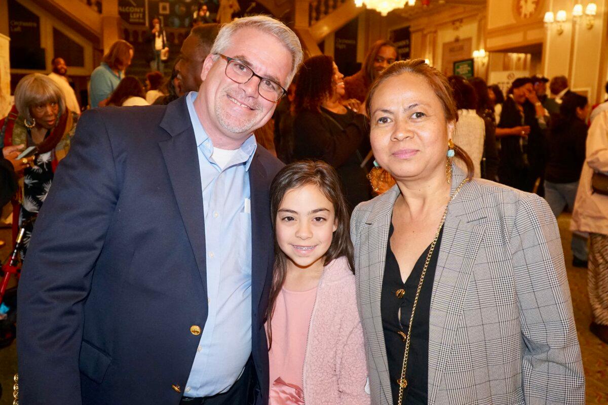 Mr. and Mrs. Zimmerman, with their daughter, enjoyed Shen Yun Performing Arts at the Miller Theater in Philadelphia on May 9, 2025. (Lily Sun/The Epoch Times)