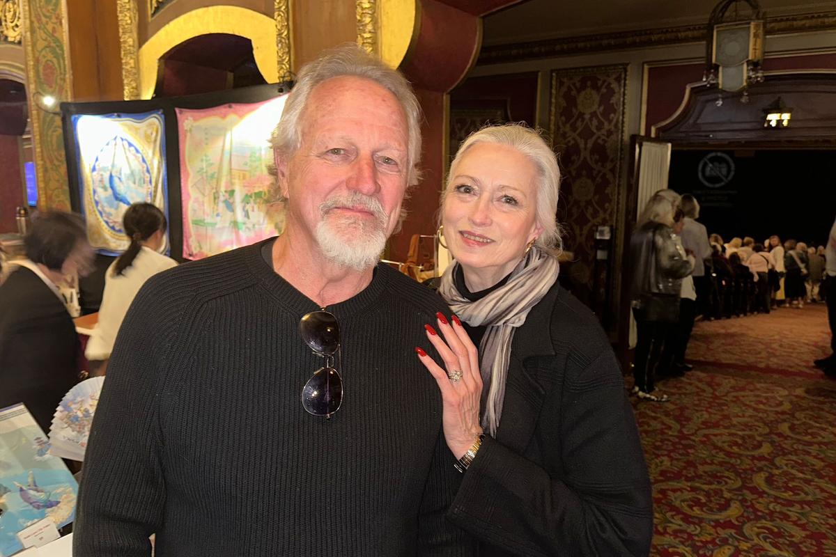 Christine Dillinger attends Shen Yun with her husband, Bruce Dillinger, at the Providence Performing Arts Center on May 10, 2025. (Weiyong Zhu/The Epoch Times)