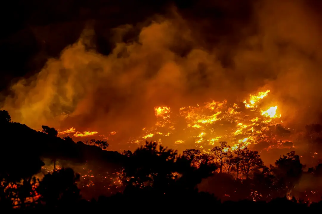 Wildfire Rages Near Porto Germeno, Greece