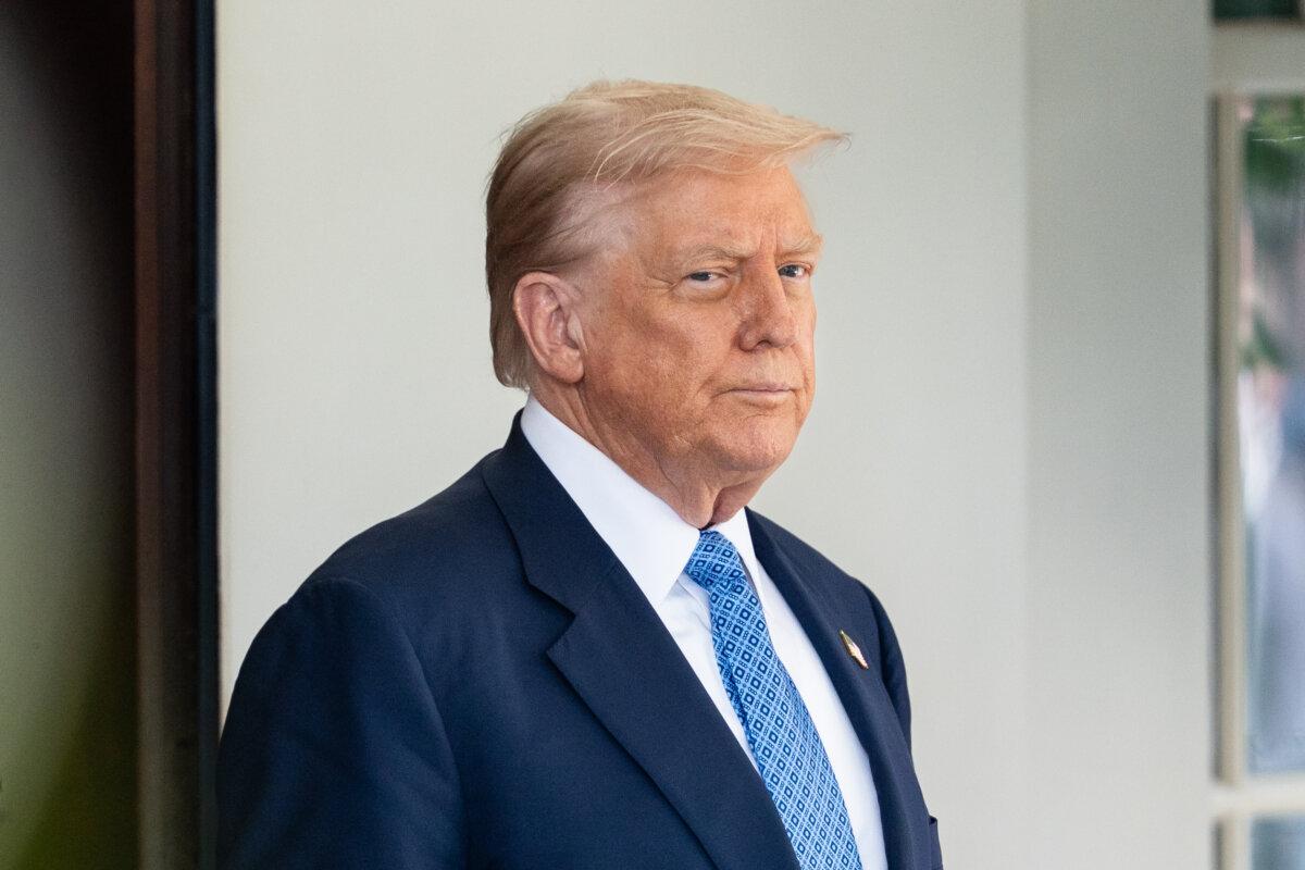 President Donald Trump at the White House on Aug. 8, 2025. (Madalina Kilroy/The Epoch Times)