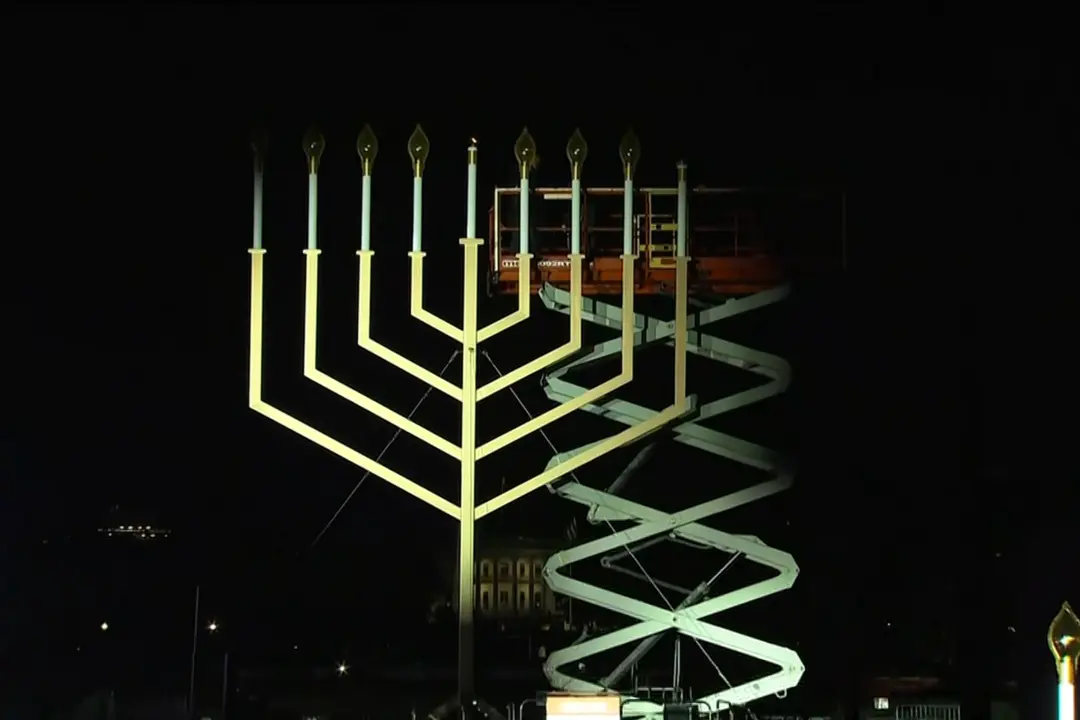 The National Menorah Is Lit on the National Mall