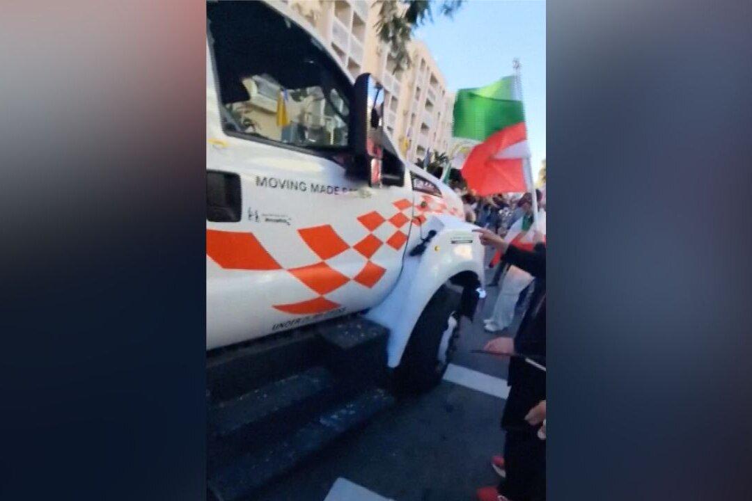 U-Haul Truck Appears to Drive Through Iran Protest in Los Angeles