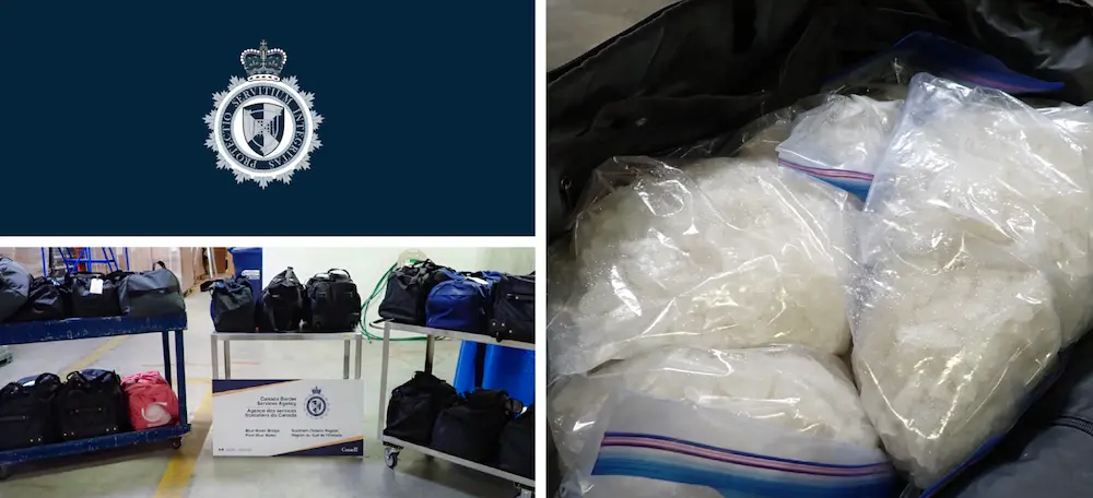 CBSA Intercepts Duffel Bags Containing 266 Kilos of Meth Headed for Canada