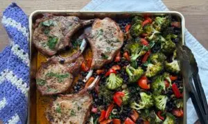 This 1-Pan Pork Chop Dinner Is Savory, Juicy, and Weeknight-Easy