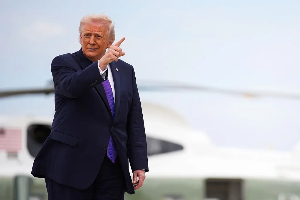 Trump Speaks to Press at the Palm Beach Airport En Route to Memphis