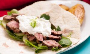 Kick Off Spring at the Grill With Steak, Souvlaki-Style, Served in a Pita With Tzatziki Sauce