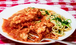 Pork Parmesan With Spaghetti and Peppery Arugula