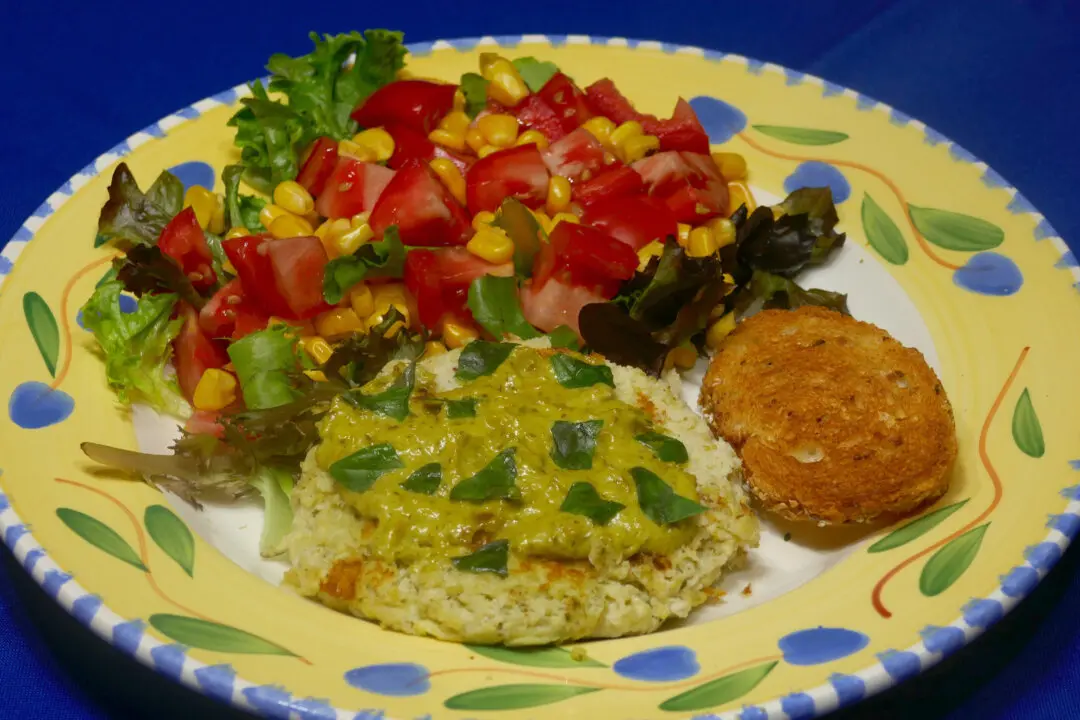 Pesto Crab Cakes and Tomato Corn Salad
