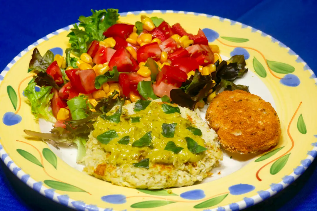 Pesto Crab Cakes and Tomato Corn Salad