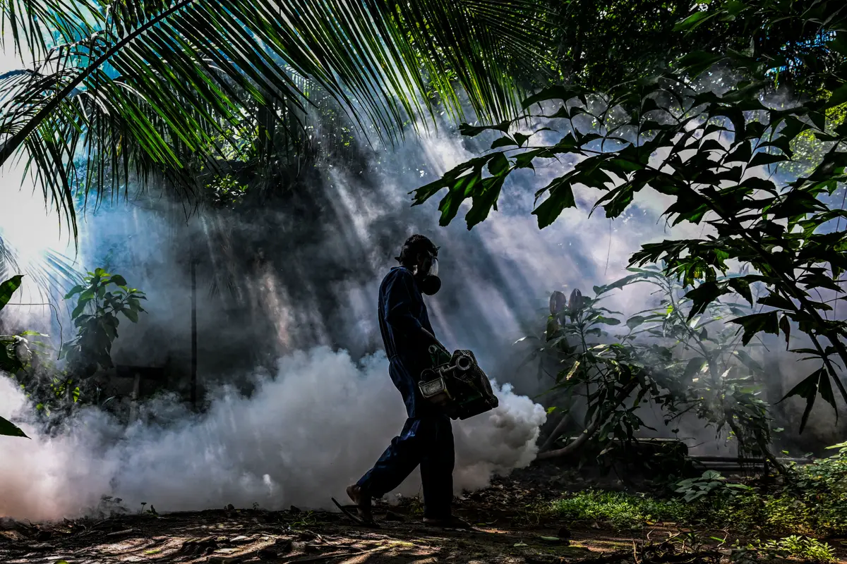 Day in Photos: Anti-Dengue Prevention, Warehouse Collapse, and Artisan Fabric Workshop