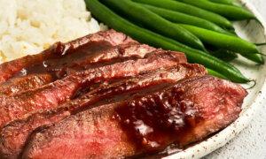Broiled Flat Iron Steak with Soy Ginger Sauce