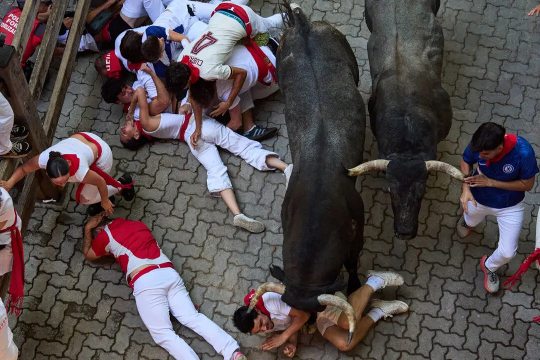 One Runner Gored in the Face at Spain’s San Fermin Bull Run Festival