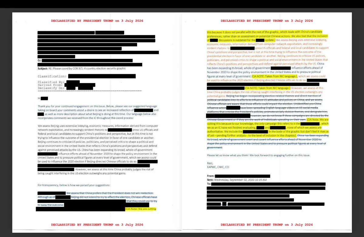 Newly Declassified Docs Describe China’s Election Influence Efforts, Concern That US Intel Downplayed Connections