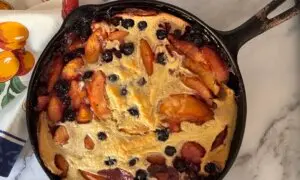 Fruity Pancakes With Cherry Ginger Sauce, a Peach of a Breakfast