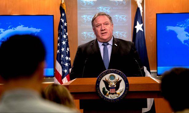 Secretary of State Mike Pompeo presents the 2018 International Religious Freedom Report at the State Department in Washington, on June 21, 2019. (Nicholas Kamm/AFP/Getty Images)
