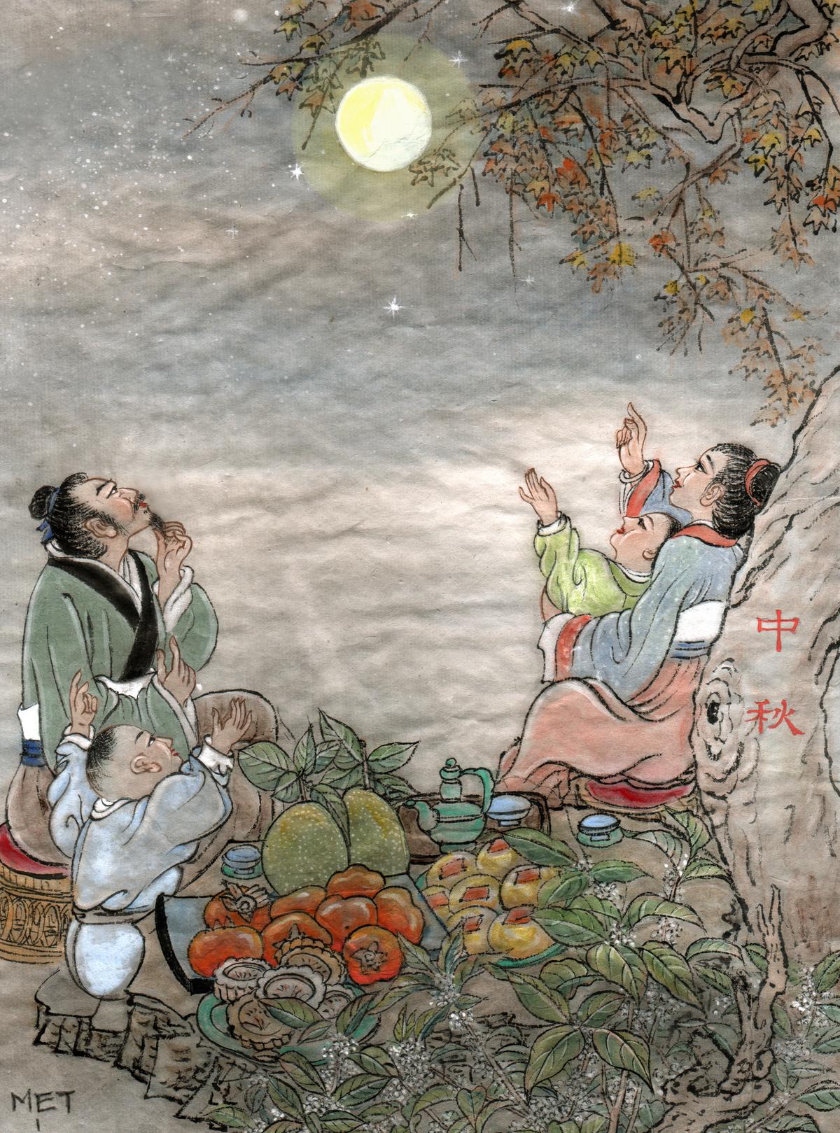 The Mid-Autumn Festival is an important occasion for family member to get together to admire the bright moon and enjoy mooncakes. It has a history of over 3,000 years, dating back to moon worship in the ancient Shang Dynasty. (Jane Ku/Epoch Times)