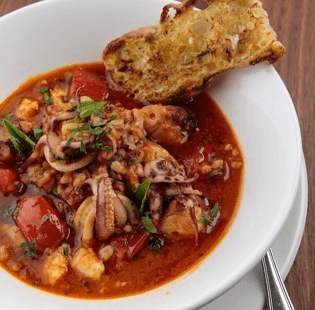 Seafood and Whole Wheat Farro Soup. (Courtesy of Florian)