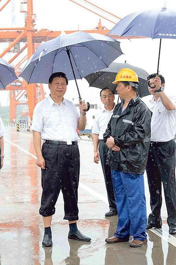 "Forget the umbrella, check out those pants!"