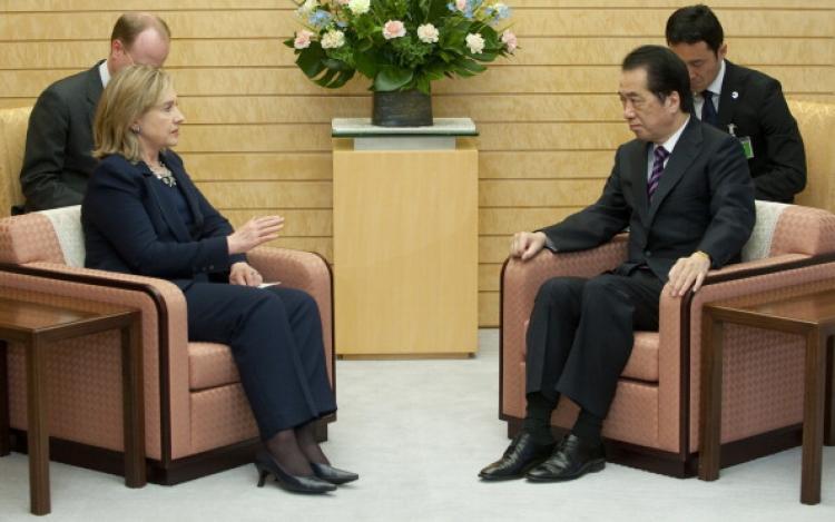<a><img src="https://www.theepochtimes.com/assets/uploads/2015/09/112279577.jpg" alt="Japanese Prime Minister Naoto Kan sits alongside US Secretary of State Hillary Clinton during meetings at the Kantei in Tokyo, April 17, 2011. (Saul Loeb/AFP/Getty Images)" title="Japanese Prime Minister Naoto Kan sits alongside US Secretary of State Hillary Clinton during meetings at the Kantei in Tokyo, April 17, 2011. (Saul Loeb/AFP/Getty Images)" width="320" class="size-medium wp-image-1805424"/></a>