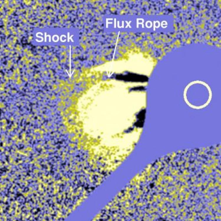 <a><img src="https://www.theepochtimes.com/assets/uploads/2015/09/34132_web.jpg" alt="The brighter area represents the edge of the CME (a large slinky-like structure called a flux rope) while the fainter area beyond represents the bow shock. Measuring the distance between these two helps measure the magnetic field strength in the corona. (Gopalswamy/Astrophysical Journal Letters)" title="The brighter area represents the edge of the CME (a large slinky-like structure called a flux rope) while the fainter area beyond represents the bow shock. Measuring the distance between these two helps measure the magnetic field strength in the corona. (Gopalswamy/Astrophysical Journal Letters)" width="320" class="size-medium wp-image-1800698"/></a>