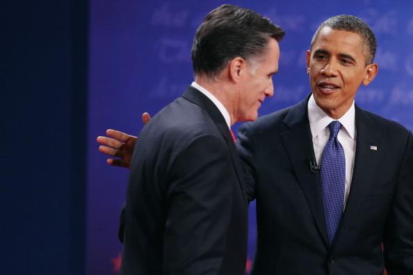 <a><img class="size-large wp-image-1780817" src="https://www.theepochtimes.com/assets/uploads/2015/09/Obama.jpg" alt="Democratic presidential candidate, U.S. President Barack Obama (R) pats Republican presidential candidate, former Massachusetts Gov. Mitt Romney on the back after the Presidential Debate at the University of Denver on October 3, 2012 in Denver, Colorado. The first of four debates for the 2012 Election, three Presidential and one Vice Presidential, is moderated by PBS's Jim Lehrer and focuses on domestic issues: the economy, health care, and the role of government. (Photo by Chip Somodevilla/Getty Images)" width="590" height="393"/></a>