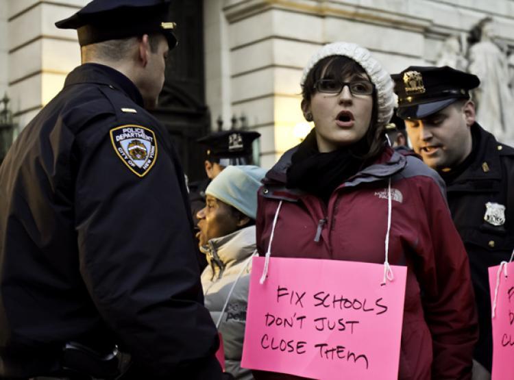 <a><img src="https://www.theepochtimes.com/assets/uploads/2015/09/School-8067.jpg" alt="PROTESTING SCHOOL CLOSURES: Demonstrators protesting school closures are arrested on Monday for forming a human chain outside a Department of Education building at 52 Chambers St. (Phoebe Zheng/The Epoch Times)" title="PROTESTING SCHOOL CLOSURES: Demonstrators protesting school closures are arrested on Monday for forming a human chain outside a Department of Education building at 52 Chambers St. (Phoebe Zheng/The Epoch Times)" width="320" class="size-medium wp-image-1808969"/></a>