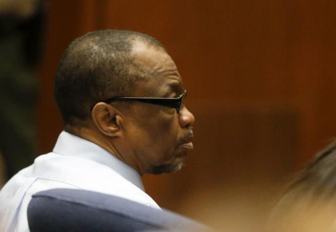 Lonnie Franklin Jr. appears in Los Angeles Superior Court during closing arguments of his trail on May 2, 2016, in Los Angeles. The Grim Sleeper serial killer trial is coming to a close in Los Angeles after months of testimony. Franklin is charged with killing nine women and a 15-year-old girl between 1985 and 2007. They were shot or strangled and their bodies dumped in alleys and trash bins in South Los Angeles and nearby areas. (Mark Boster/Los Angeles Times via AP, Pool)