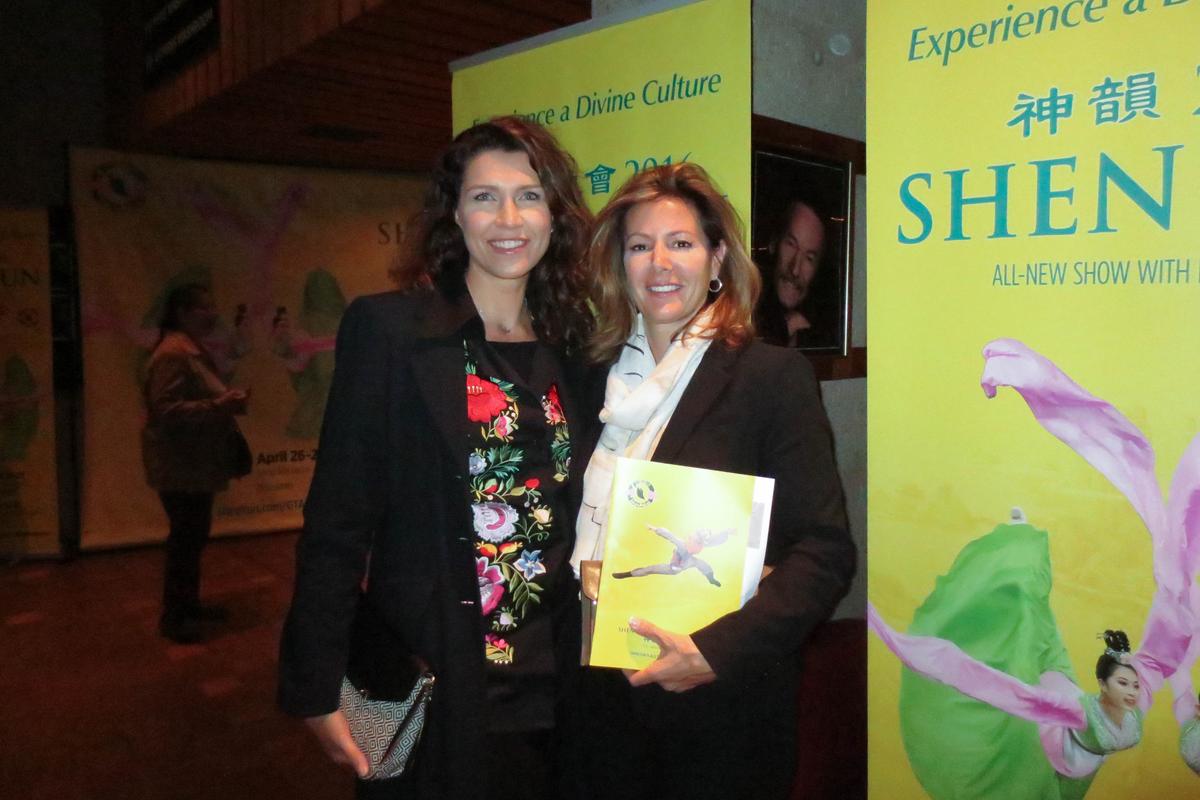 Friends Helga Tomko and Caroline Hamel had an inspirational experience watching Shen Yun at the Hamilton Place Theatre, May 11, 2016. (Madalina Hubert/Epoch Times)