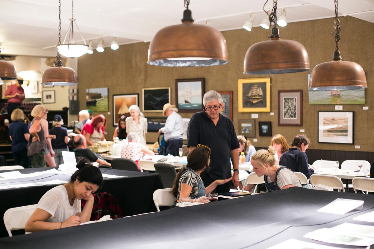 Salmagundi Club President Robert W. Pillsbury hosts the club's monthly Monotype Party at the Salmagundi Club in Greenwich Village, New York, on July 12, 2016. (Samira Bouaou/Epoch Times)