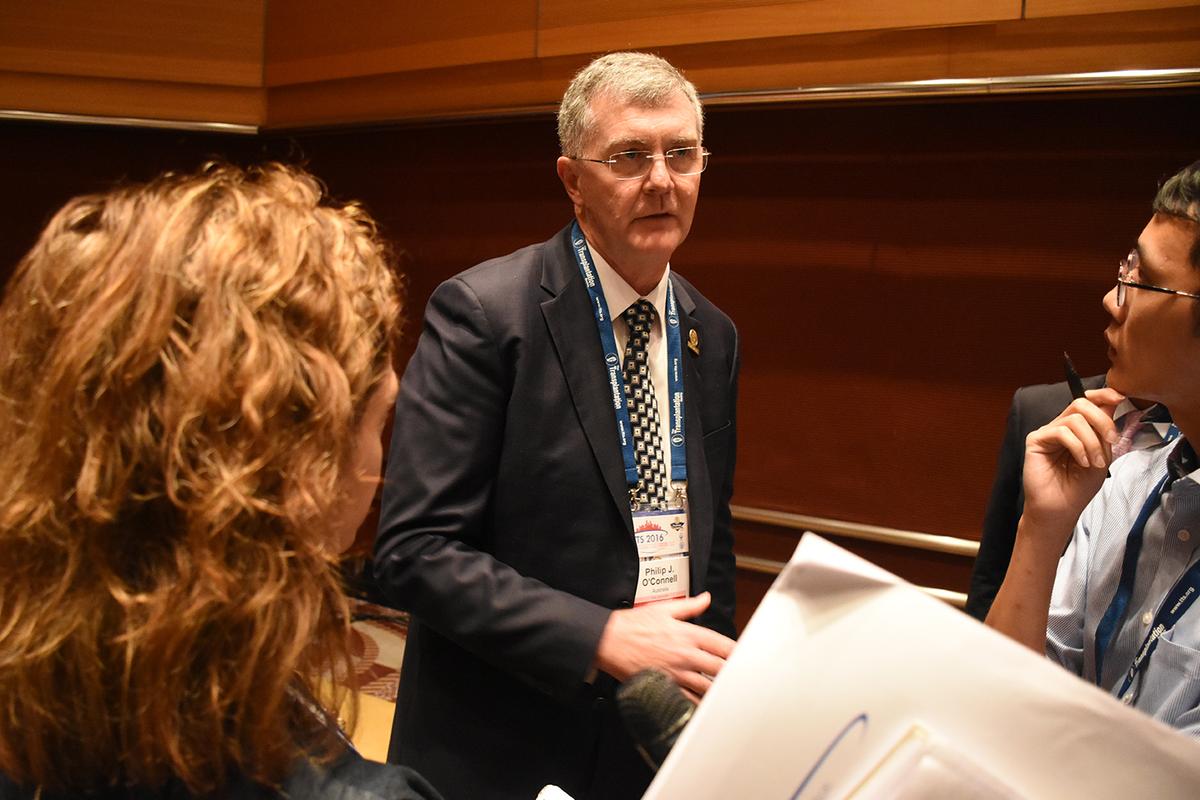 Philip O'Connell, former president of The Transplantation Society, at a press conference during the Society's biennial conference, in Hong Kong on Aug. 19, 2016. (Sun Mingguo/Epoch Times)