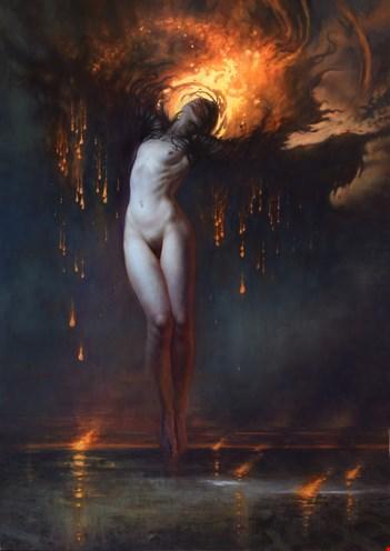 BEST IN SHOW: Semillas (2016), 251.46 x 177.8 cm | 99 x 70 in. Oil and 23k gold leaf on linen. (Tenaya Sims)