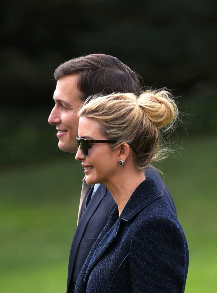 Jared Kushner (L) with his wife Ivanka Trump to board Marine One at the White House in Washington on March 3, 2017.<br/>(MANDEL NGAN/AFP/Getty Images)