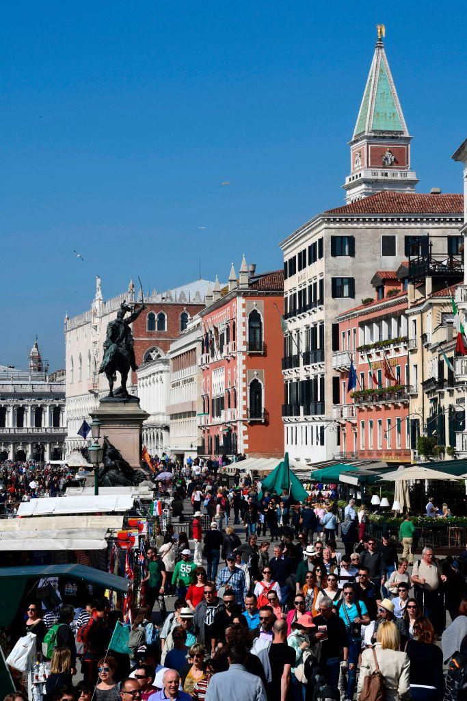 Tourists near Saint Mark's Square in Venice on April 8, 2017. (MIGUEL MEDINA/AFP/Getty Images)