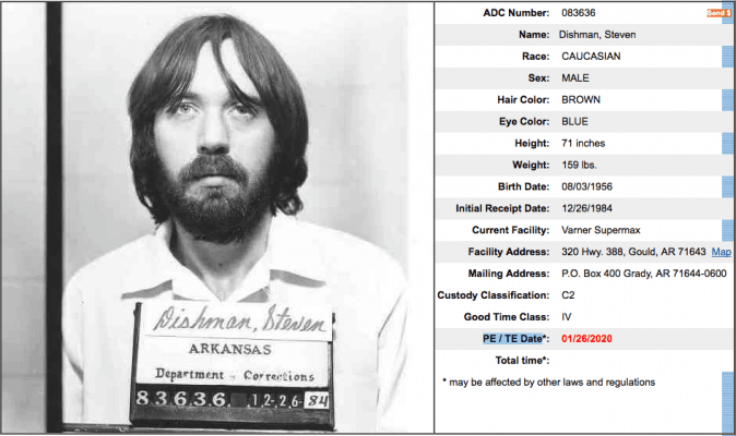 Steven Dishman. (Screenshot/Arkansas Department of Correction)