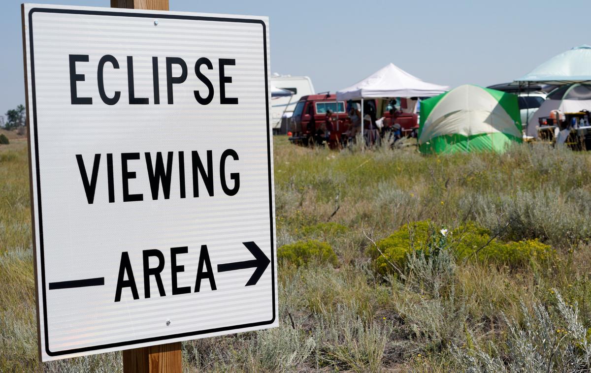 A designated eclipse viewing area is seen in a campground near Guernsey, Wyoming on Aug. 20, 2017. (REUTERS/Rick Wilking)