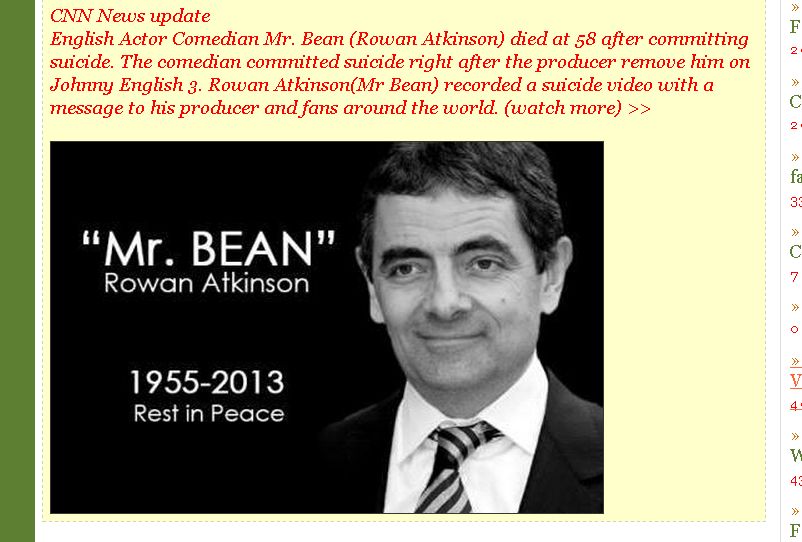 mr bean death