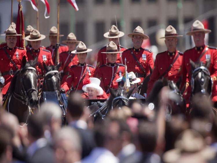 Queen Elizabeth II arrives on Parliament Hill during Canada Day celebrations in Ottawa, Ontario, July 1, 2010. The Queen is on a 9 day visit to Canada. (Geoff Robins/AFP/Getty Images)